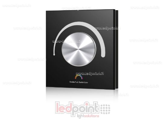 Image de Télécommande Murale WiFi et RF, 12-48VDC, 3 Canaux x 4A, 86x86mm, 1 Zone avec Molette, Noir