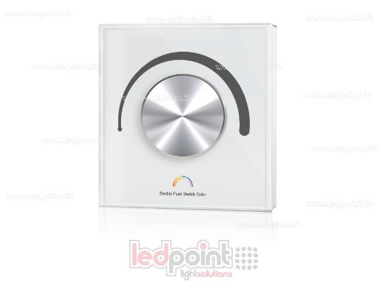 Image de Télécommande Murale WiFi et RF, 12-48VDC, 3 Canaux x 4A, 86x86mm, 1 Zone avec Molette, Blanc