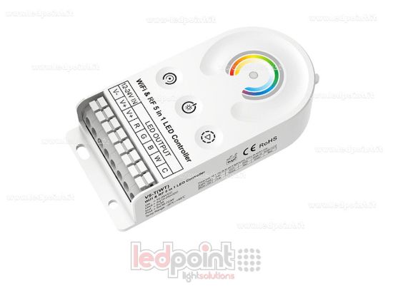 Image de Contrôleur RF/Wi-Fi, 12-24 V CC, 5 canaux × 3 A, 5 × (36-72) W, boutons tactiles + RF 2,4 GHz + Wi-Fi
