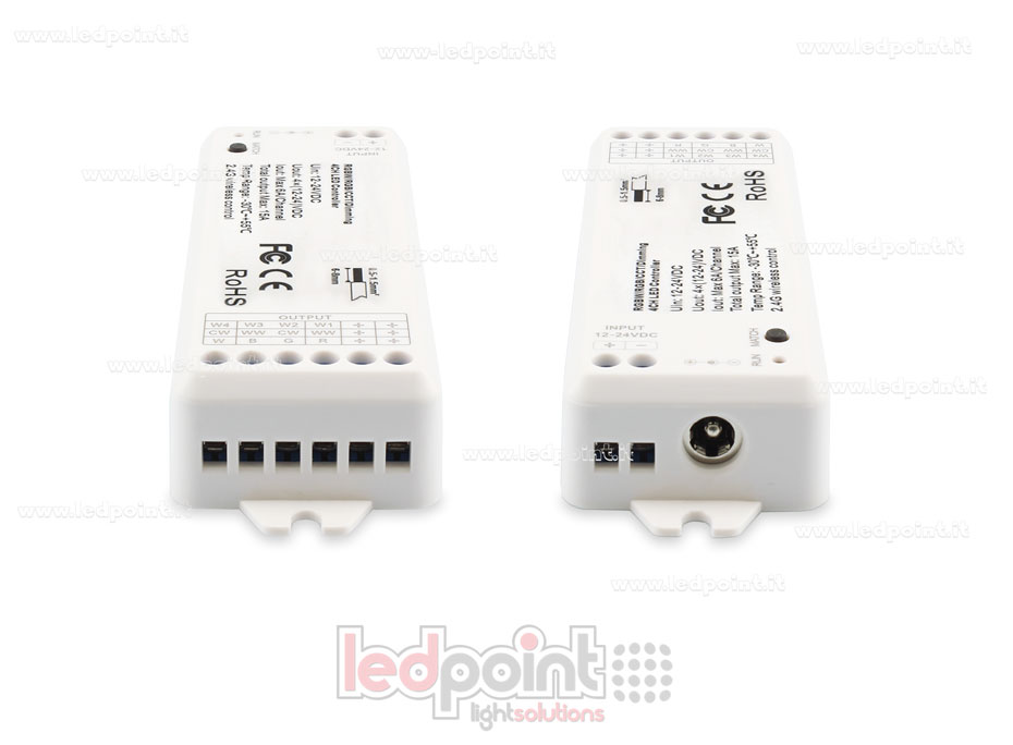 Kit télécommande + contrôleur RGBW 12/24V,  4ch*6A, Max 15A, RF 2.4G CT-RGBW-122R-1178