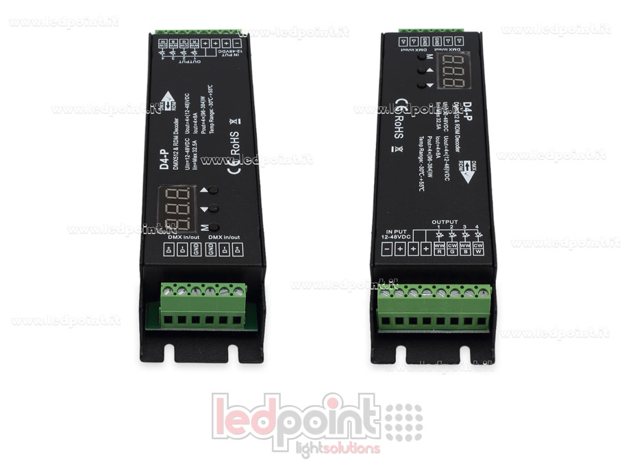 DMX 512 & RDM décodeur, 4 canaux 8A chacun, tension 12-48V DC SK-D4-P