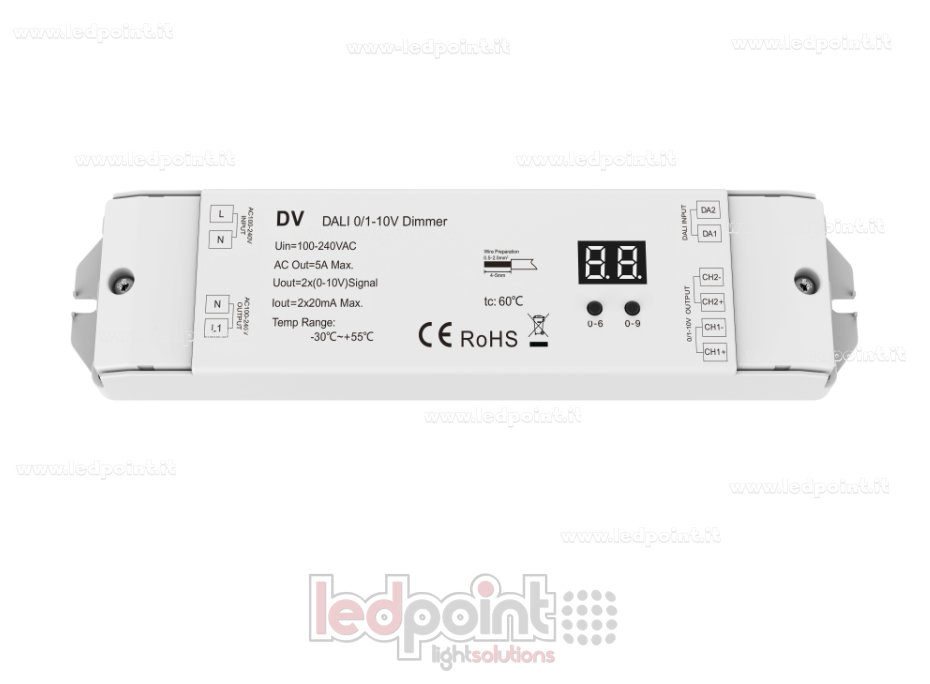 Gradateur DALI, 2 canaux*20mA, 0/1-10V, 100-240V (DT5) SK-DV