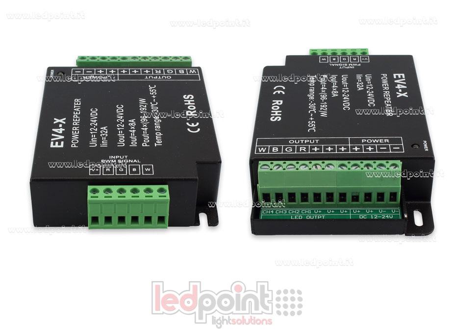 RGBW amplificateur de signal 12-24V 32A (4 canaux de 10A) SK-EV4-X