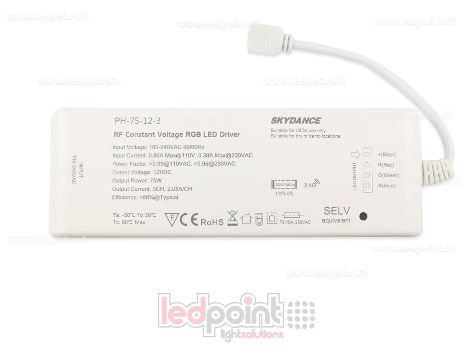 Transformateur 75W 12V, 3 canaux,  Wireless SkyDance SK-PH-75-12-3