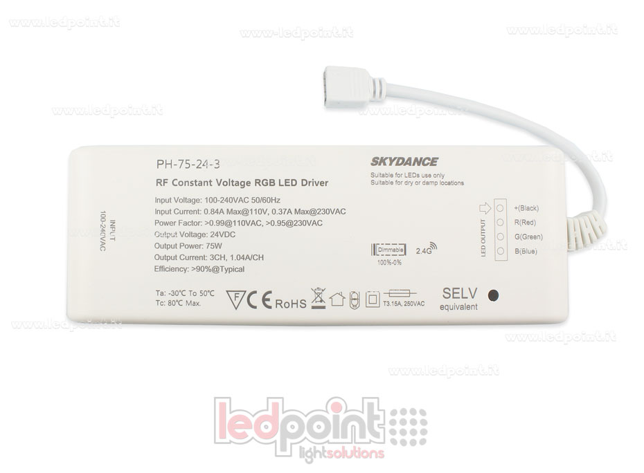 Transformateur 75W 24V, 3 canaux, Wireless SkyDance SK-PH-75-24-3