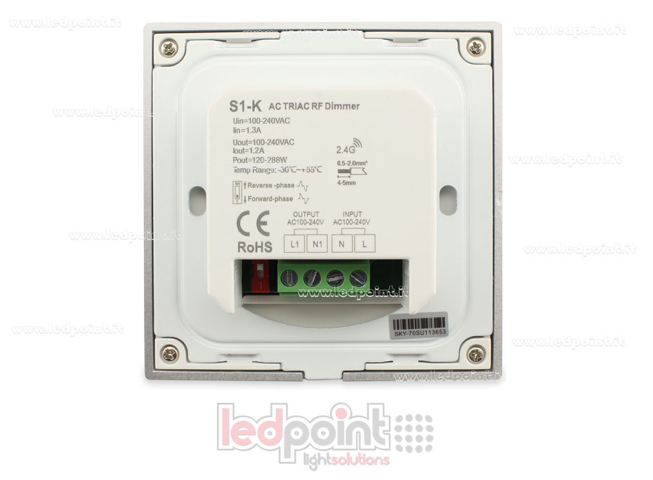 Télécommande murale blanche Triac variateur 86x86mm à molette, 1ch*1,2A SK-S1-K Télécommande murale blanche Triac variateur 86x86mm à molette, 1ch*1,2A SK-S1-K