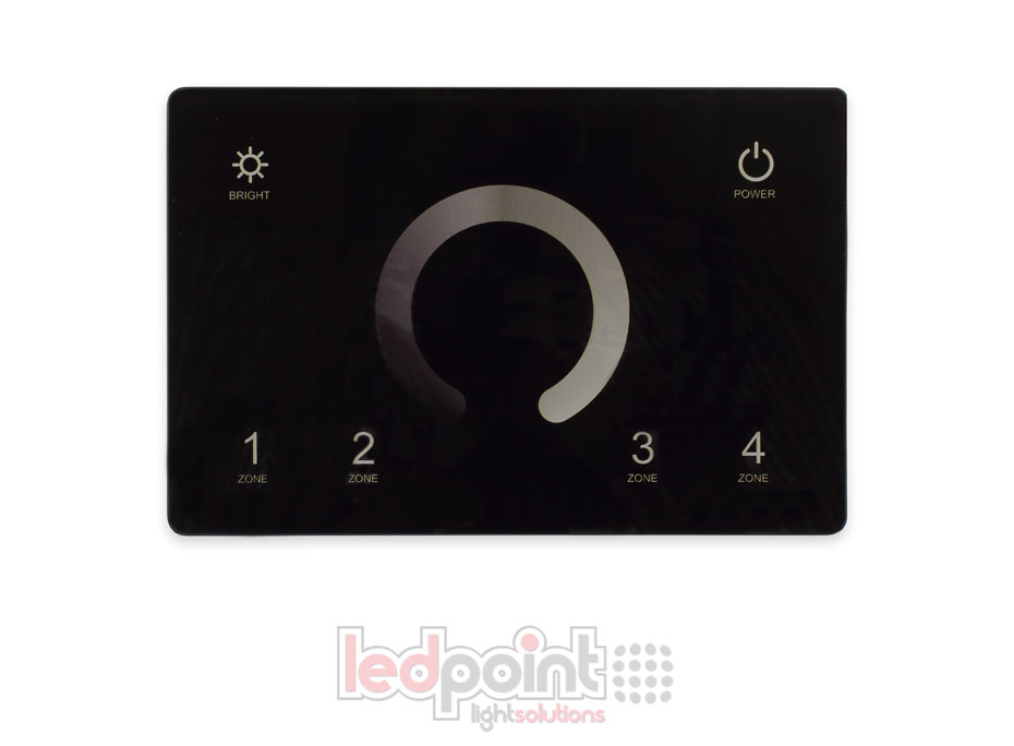 Master DMX et télécommande monochromatique  RF murale, noire, 4 zones, 120x80mm par boîte 503 SK-T11(IT)-B