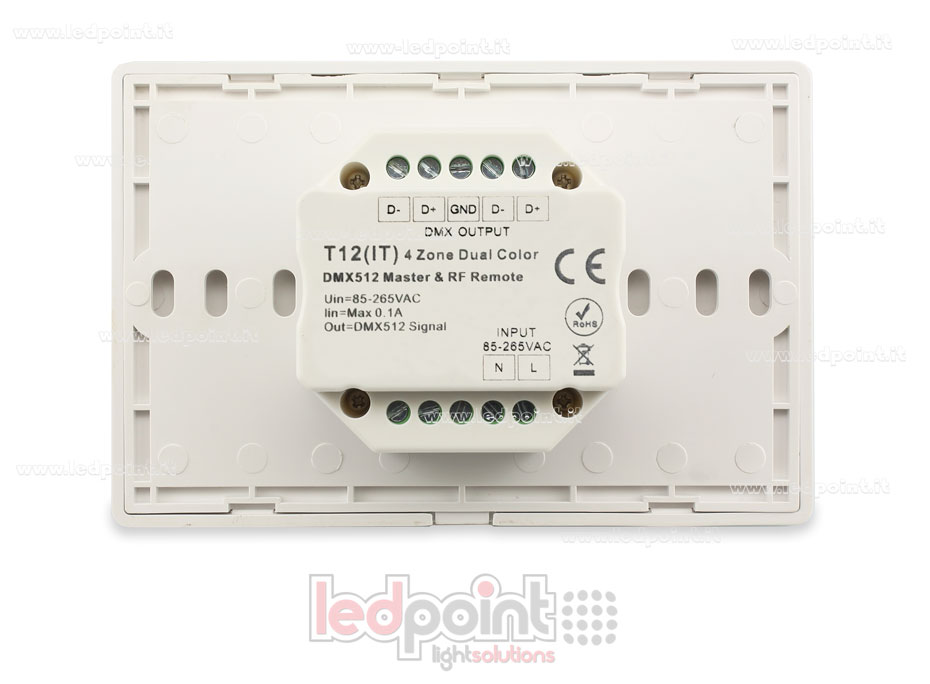 Master DMX et télécommande murale CCT 4 zones 3 scenes, 120x80mm  par boîte 503 SK-T12(IT)-W