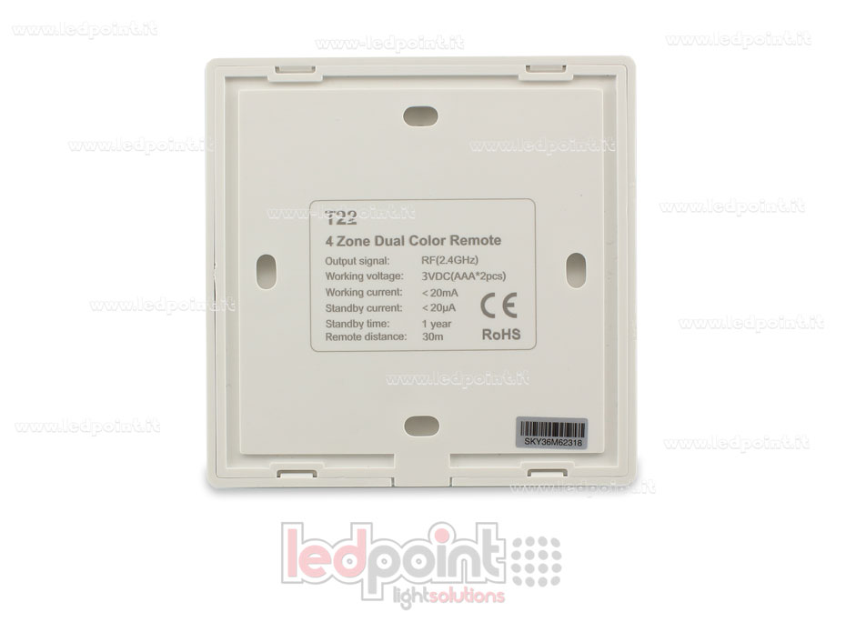 Télécommande murale CCT, pile, noire, 4 zones RF2.4G SK-T22-B