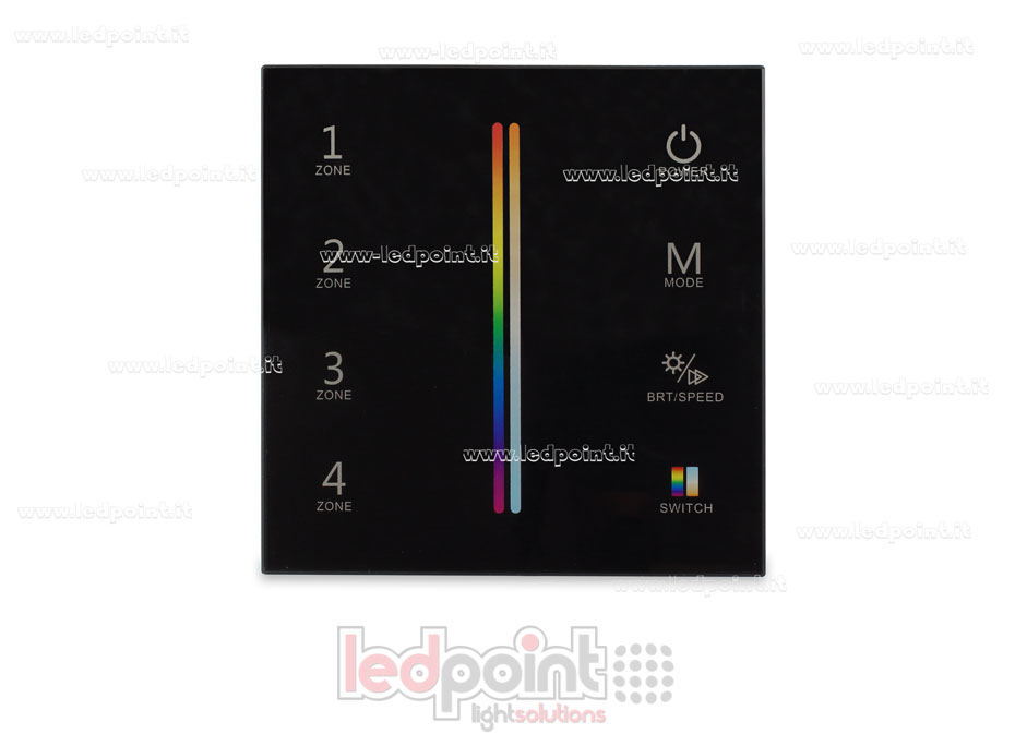 Télécommande murale noir RGB/CCT 4 zones RF2.4G SK-T25-B