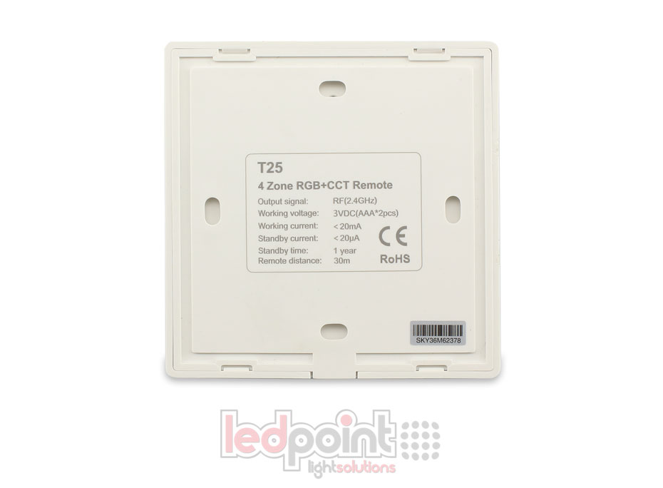 Télécommande murale noir RGB/CCT 4 zones RF2.4G SK-T25-B