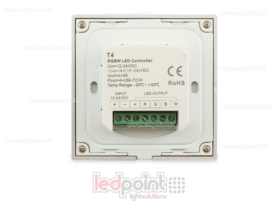 Contrôleur et télécommande murale RF RGBW 12-24V, blanc, 86x86mb SK-T4-W