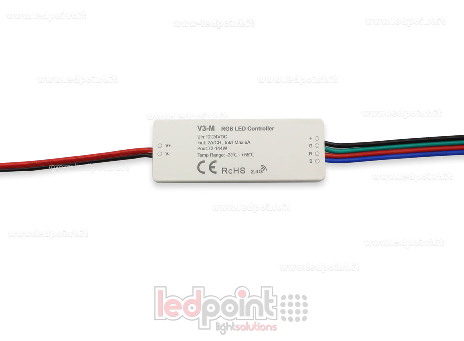 Récepteur variateur mini RGB 12/24V, 3ch 2A/CH, RF 2,4 GHz SK-V3-M